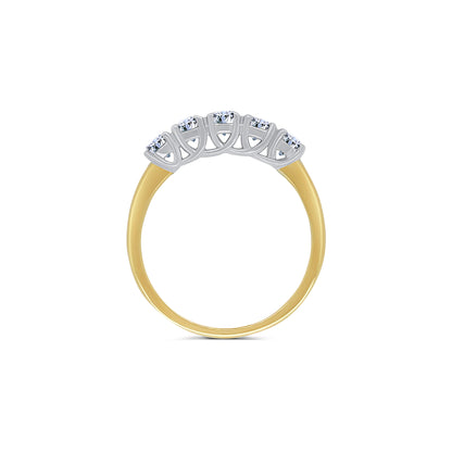 18ct Yellow Gold Brilliant Round Five Stone Eternity Ring, 1.03ct