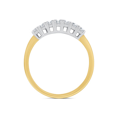 18ct Yellow Gold Three Row Round Diamond Eternity Ring, 0.76ct
