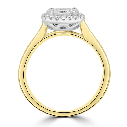 18ct Yellow Gold Brilliant Round & Halo Illusion Diamond Ring, 0.58ct