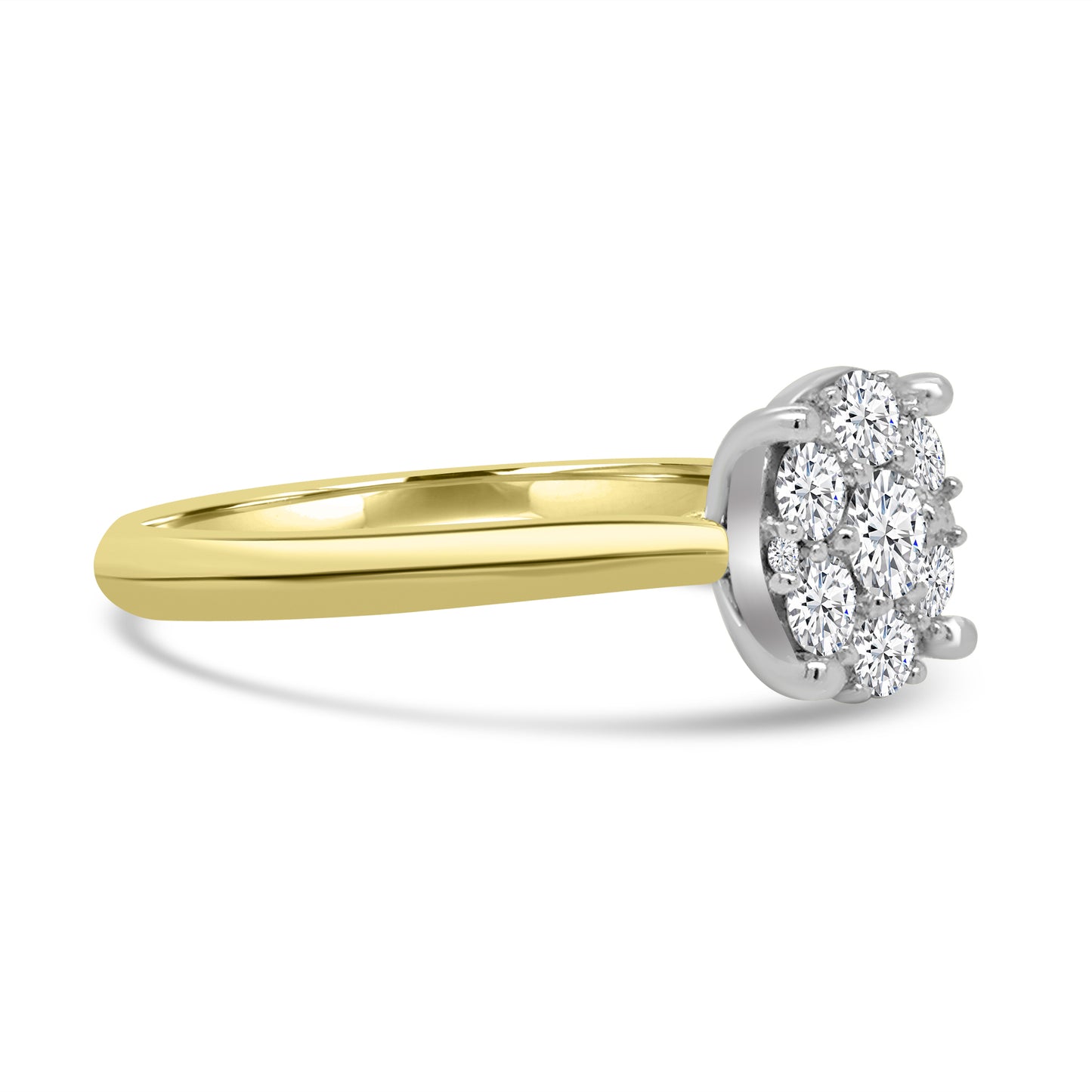 18ct Yellow Gold Brilliant Round & Halo Illusion Diamond Ring, 0.50ct