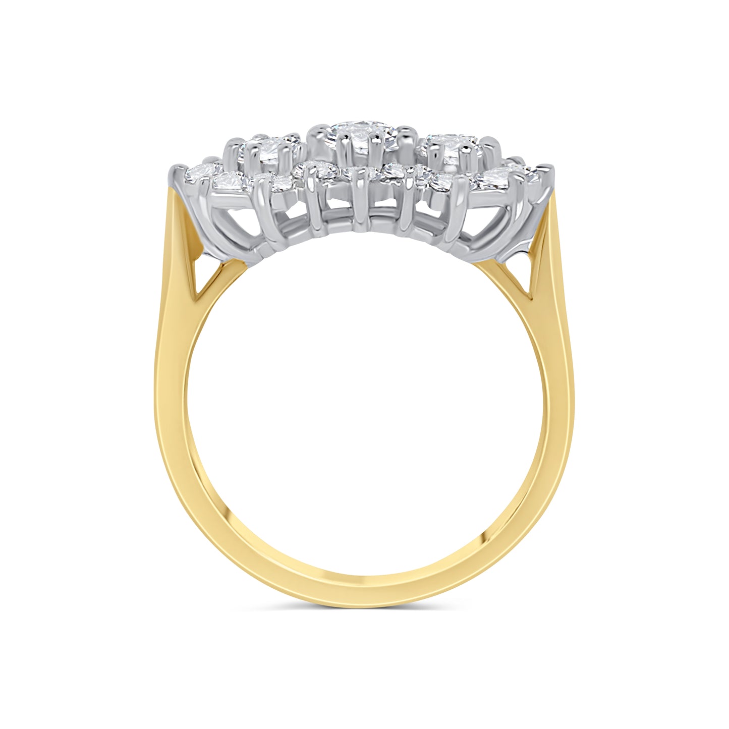 18ct Yellow Gold Brilliant Round, Boat Diamond Ring, 1.53ct