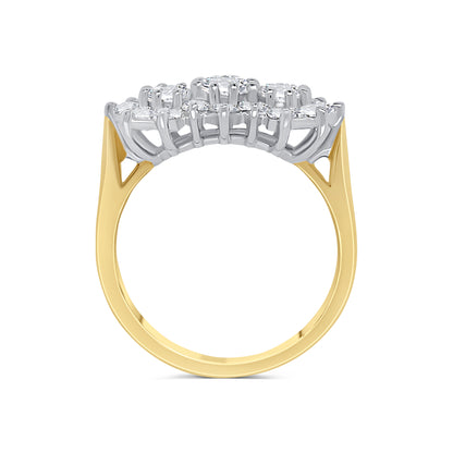 18ct Yellow Gold Brilliant Round, Boat Diamond Ring, 1.53ct