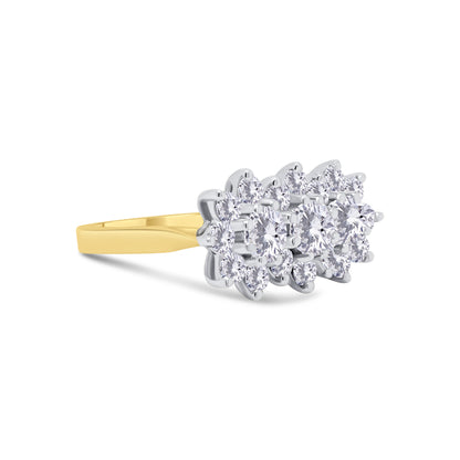 18ct Yellow Gold Brilliant Round, Boat Diamond Ring, 1.53ct