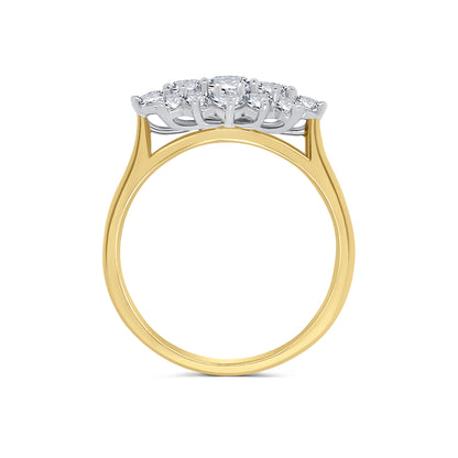 18ct Yellow Gold Brilliant Round, Boat Diamond Ring, 1.00ct