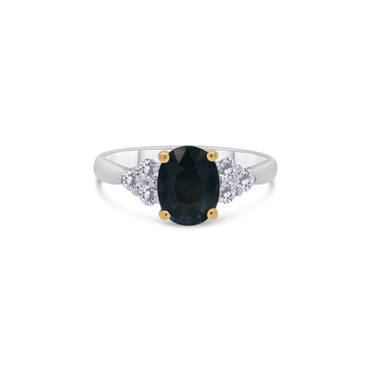 Platinum & 18ct Yellow Gold Oval Sapphire & Diamond Halo Ring, 0.30ct