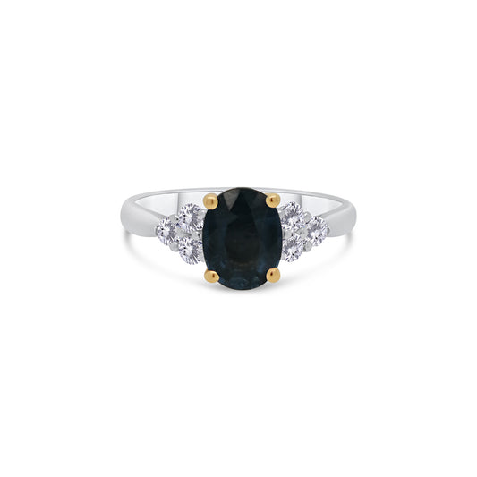 Platinum & 18ct Yellow Gold Oval Sapphire & Diamond Halo Ring, 0.30ct