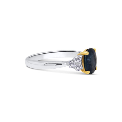 Platinum & 18ct Yellow Gold Oval Sapphire & Diamond Halo Ring, 0.30ct