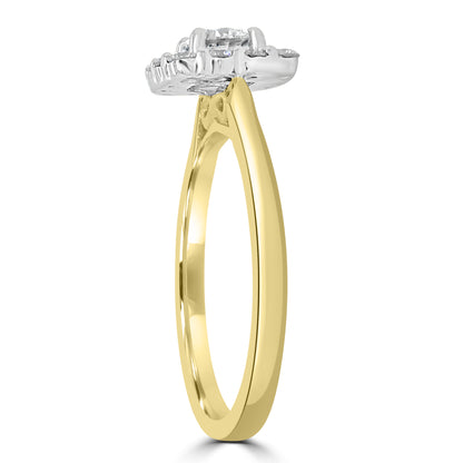 18ct Yellow Gold Brilliant Round & Cushion Halo Diamond Ring 0.75ct