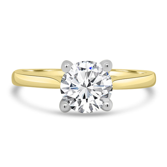 18ct Yellow Gold Solitaire Brilliant Round & Detailed Diamond Ring, 1.00ct