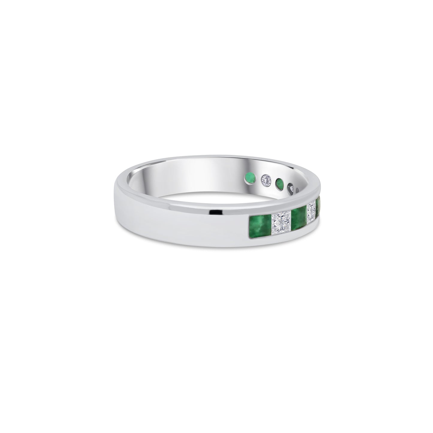 Platinum Emerald & Diamond Half Eternity Ring, 0.36ct