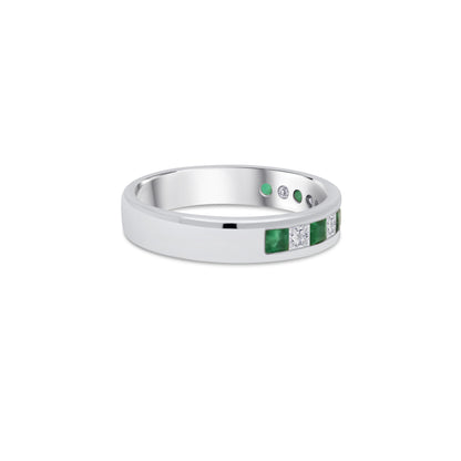 Platinum Emerald & Diamond Half Eternity Ring, 0.36ct