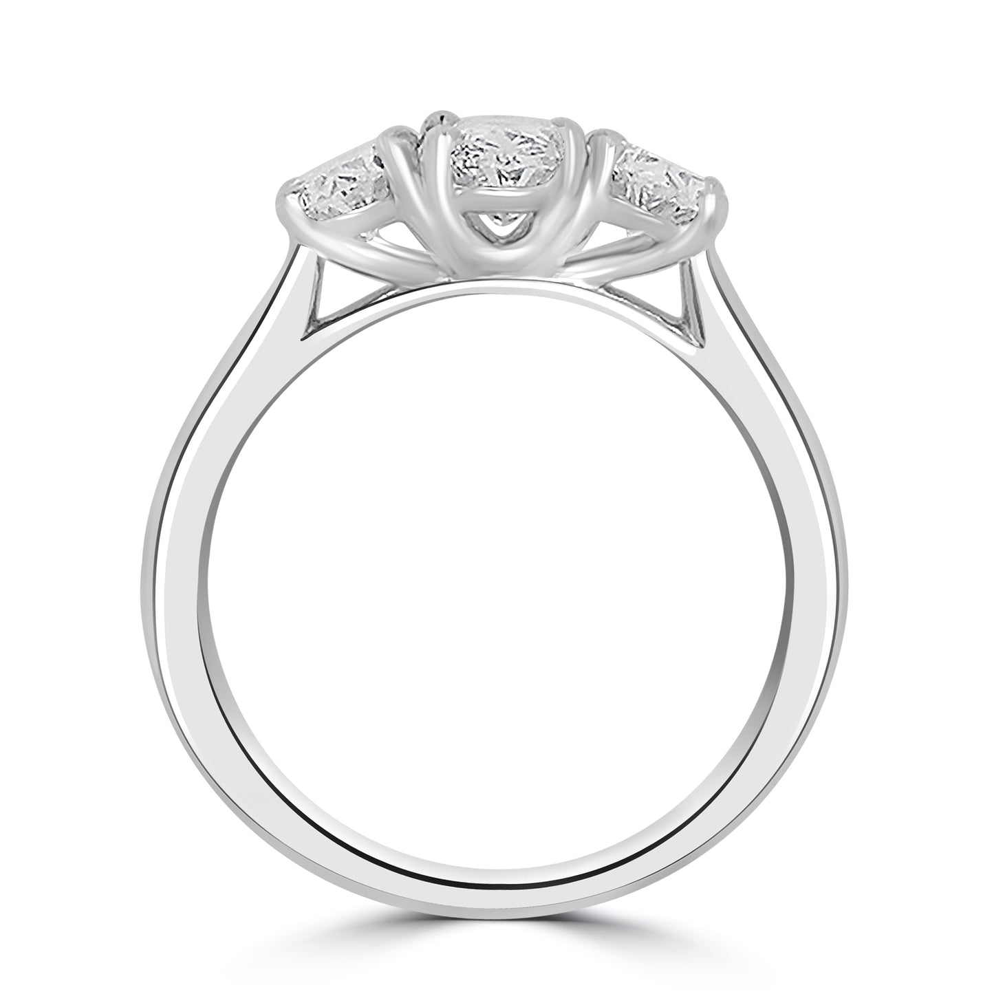 Platinum Oval Three Stone Diamond Ring, 1.75ct