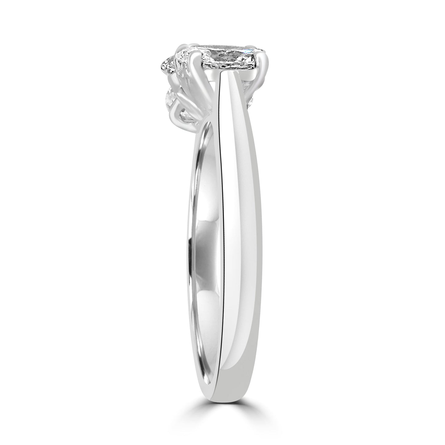 Platinum Oval Three Stone Diamond Ring, 0.96ct