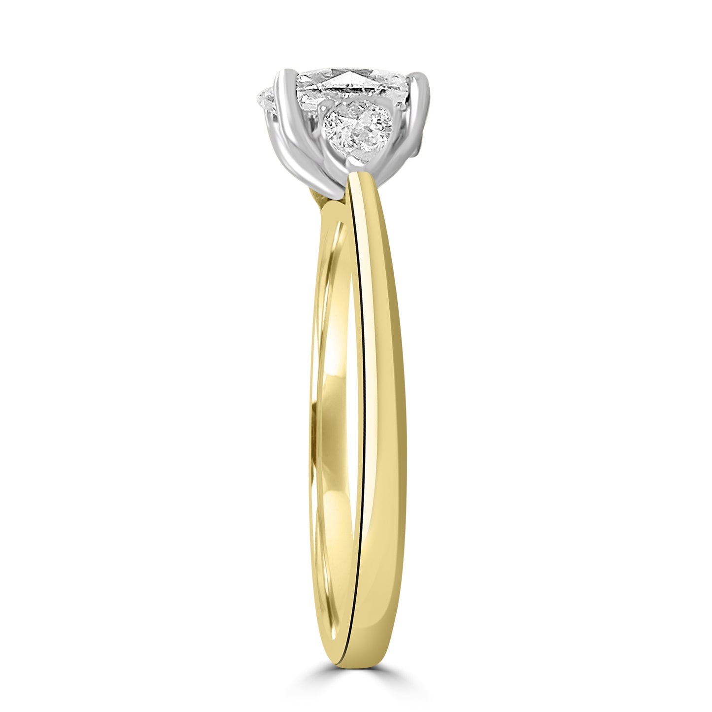 18ct Yellow Gold Oval & Pear Three Stone Diamond Ring 1.27ct