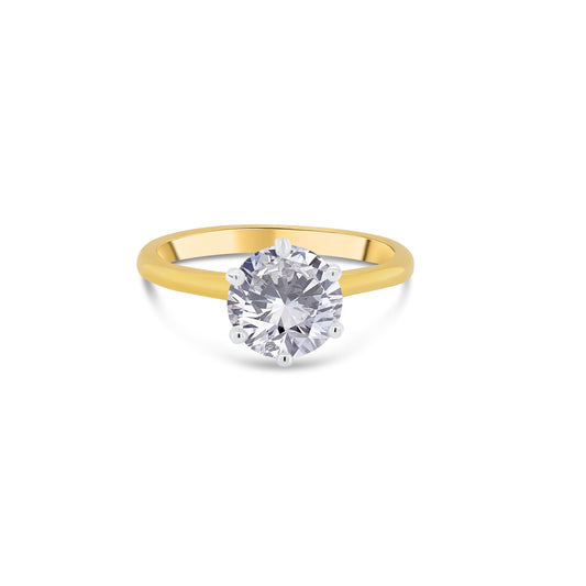 Laboratory Grown, Brilliant Round Solitaire Diamond,  18ct Yellow Gold Band, 1.50ct