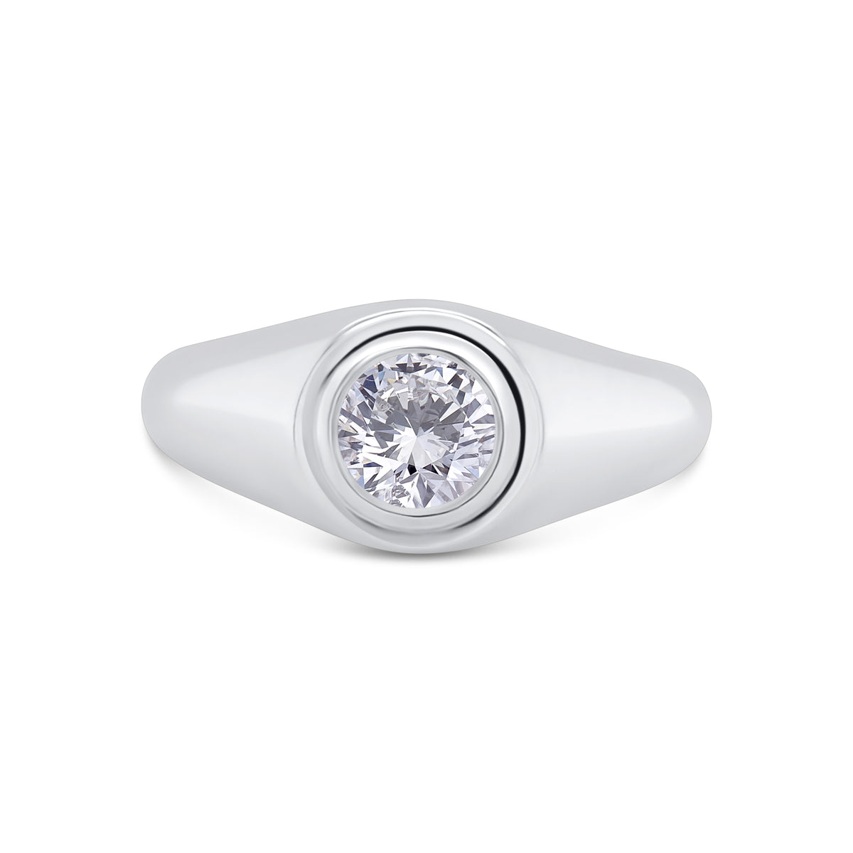 Laboratory Grown, Brilliant Round Bezel Set Diamond Ring, Platinum Graduated Band, 0.75ct