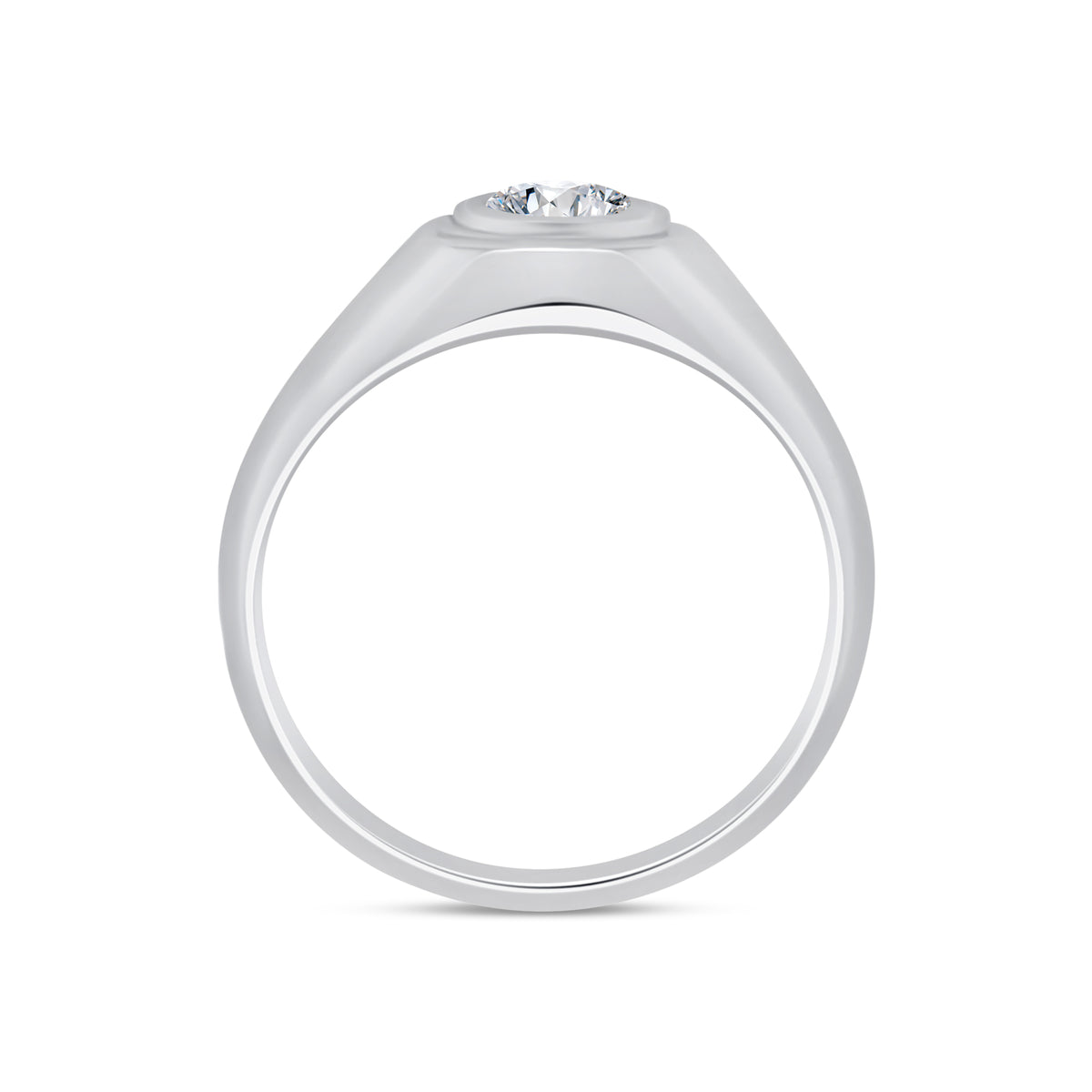 Laboratory Grown, Brilliant Round Bezel Set Diamond Ring, Platinum Graduated Band, 0.75ct
