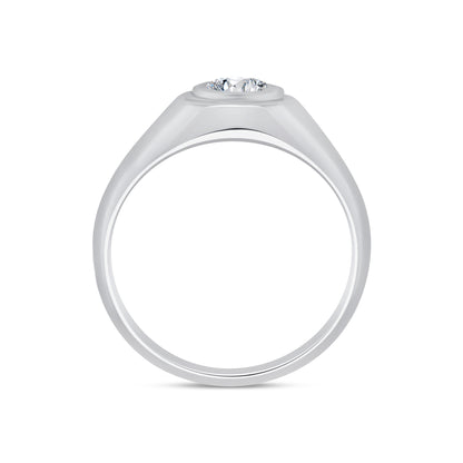 Laboratory Grown, Brilliant Round Bezel Set Diamond Ring, Platinum Graduated Band, 0.75ct