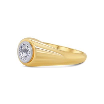 Laboratory Grown, Brilliant Round Bezel Set Diamond Ring, 9ct Yellow Gold Graduated Band, 0.75ct