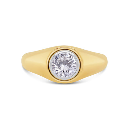 Laboratory Grown, Brilliant Round Bezel Set Diamond Ring, 9ct Yellow Gold Graduated Band, 0.75ct