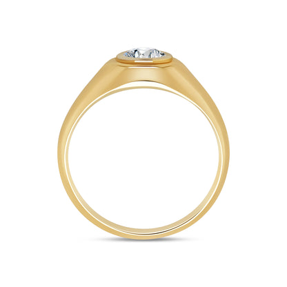 Laboratory Grown, Brilliant Round Bezel Set Diamond Ring, 9ct Yellow Gold Graduated Band, 0.75ct
