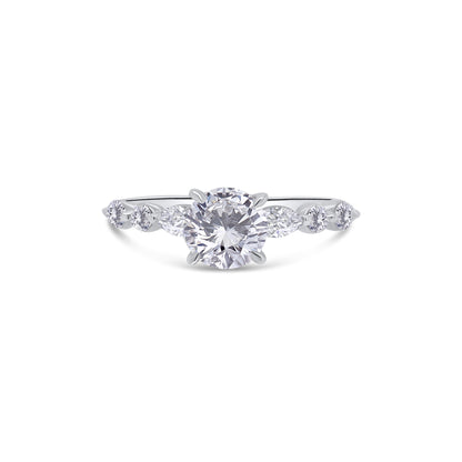 Laboratory Grown, Brilliant Round & Vintage Shoulder Setting, Platinum Diamond Ring, 1.50ct