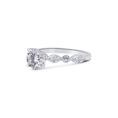 Laboratory Grown, Brilliant Round & Vintage Shoulder Setting, Platinum Diamond Ring, 1.50ct