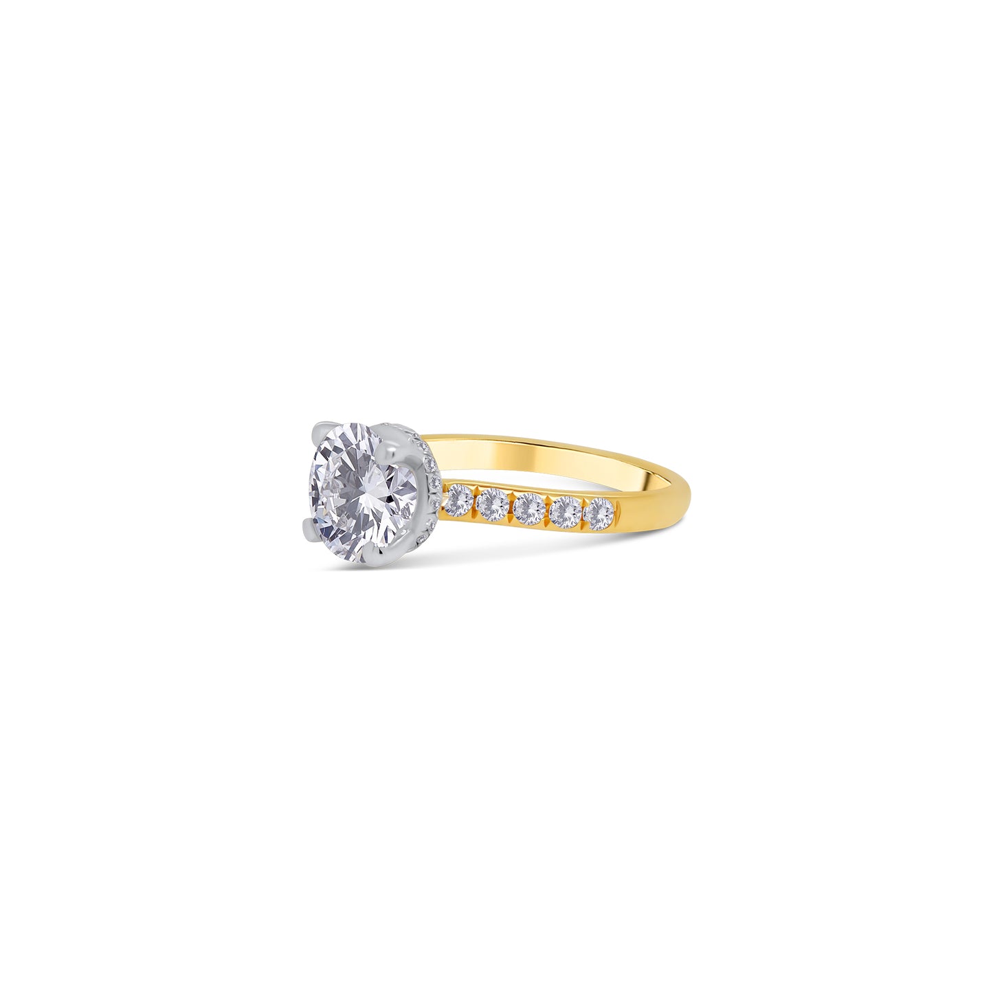 Laboratory Grown, Brilliant Round, Hidden Halo & Shoulder Diamonds, 18ct Yellow Gold Band, 2.40ct
