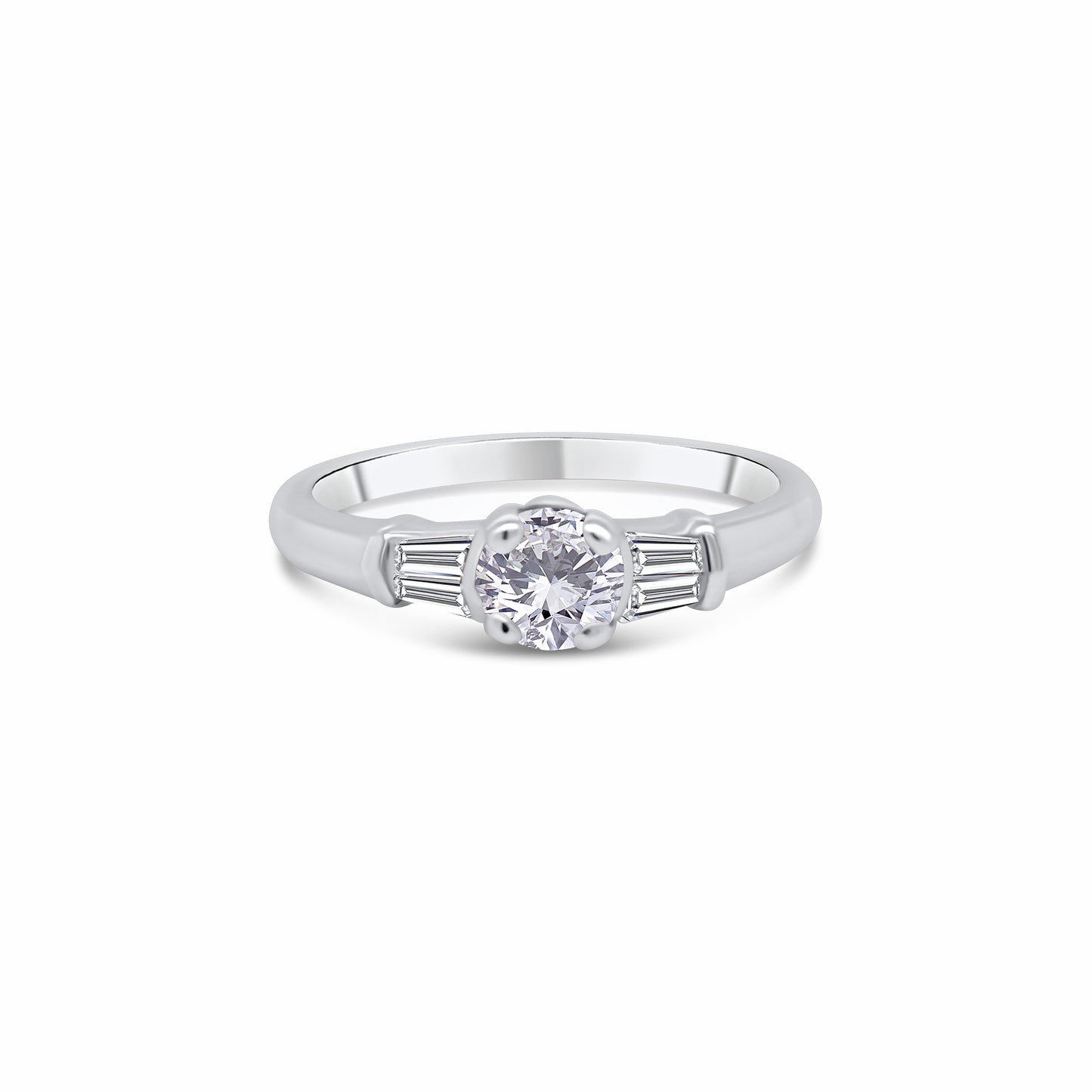 Laboratory Grown, Brilliant Round & Taper Diamond Platinum Band, 0.41ct