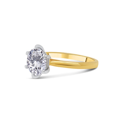 Laboratory Grown Diamond Brilliant Round Solitaire 18ct Yellow Gold Band, 1.33ct