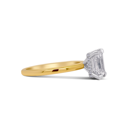 Laboratory Grown Diamond Emerald & Hidden Halo 18ct Yellow Gold Band, 1.56ct