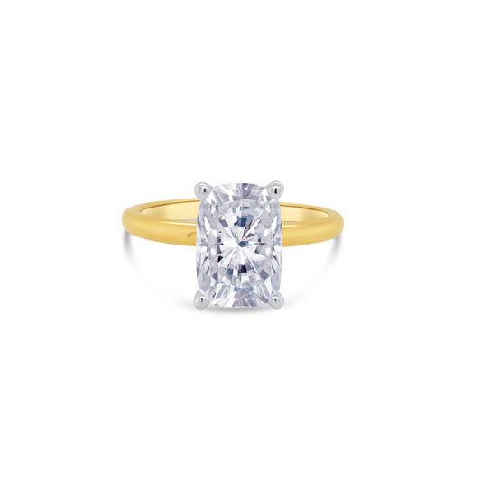 Laboratory Grown, Elongated Cushion & Hidden Halo Diamond Ring, 18ct Yellow Gold Band, 2.62ct