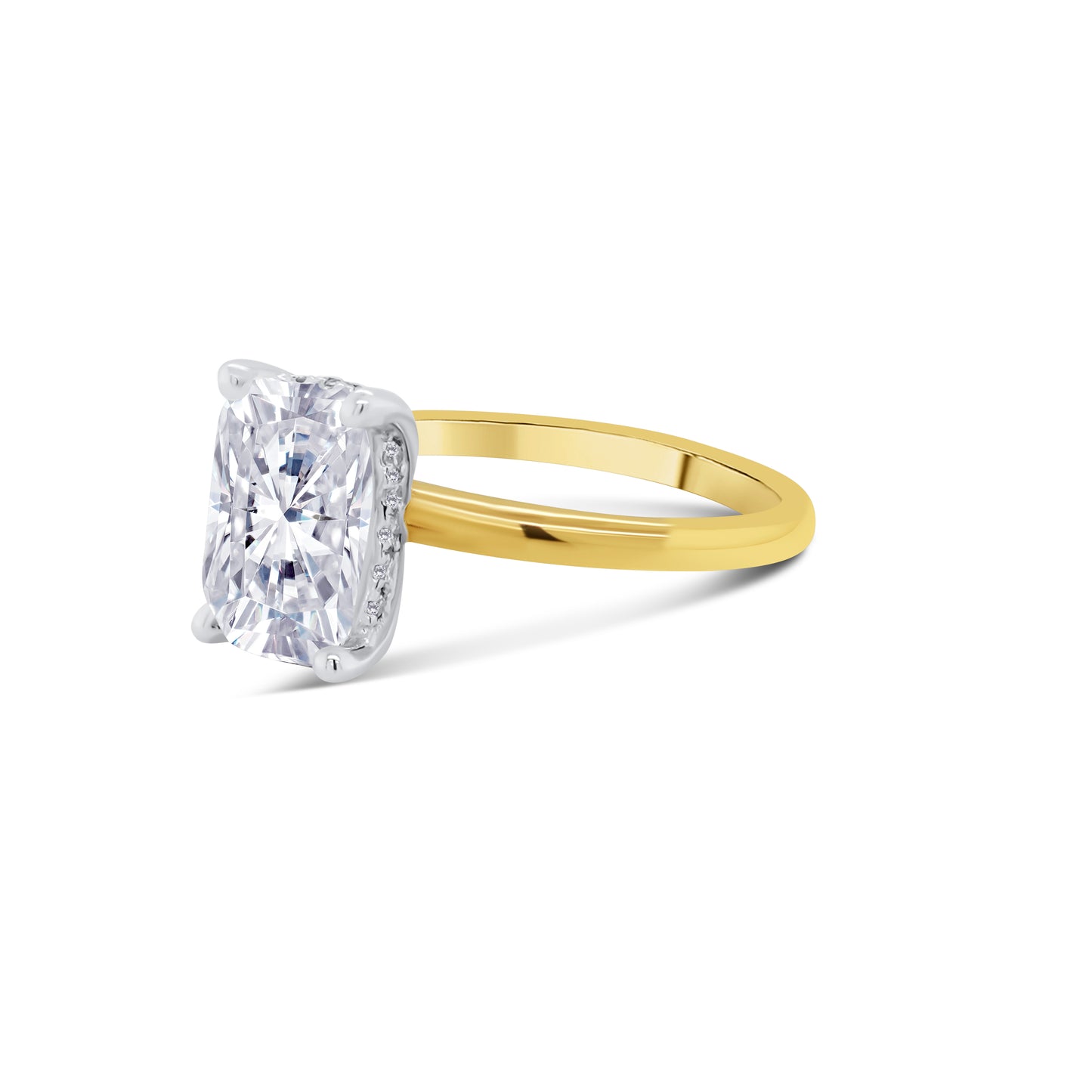 Laboratory Grown, Elongated Cushion & Hidden Halo Diamond Ring, 18ct Yellow Gold Band, 2.62ct