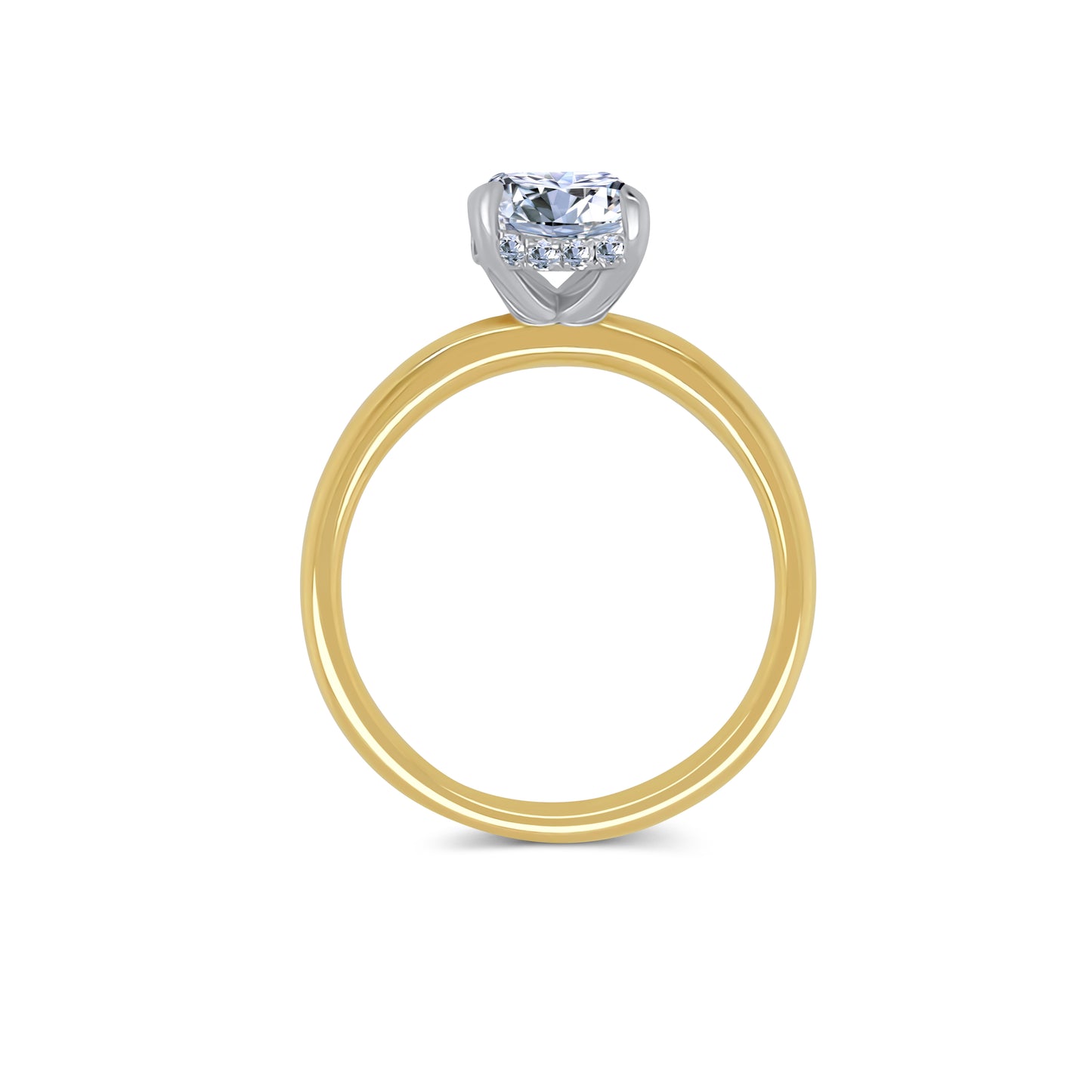 Laboratory Grown, Oval & Hidden Halo Diamond, 18ct Yellow Gold Band, 2.18ct