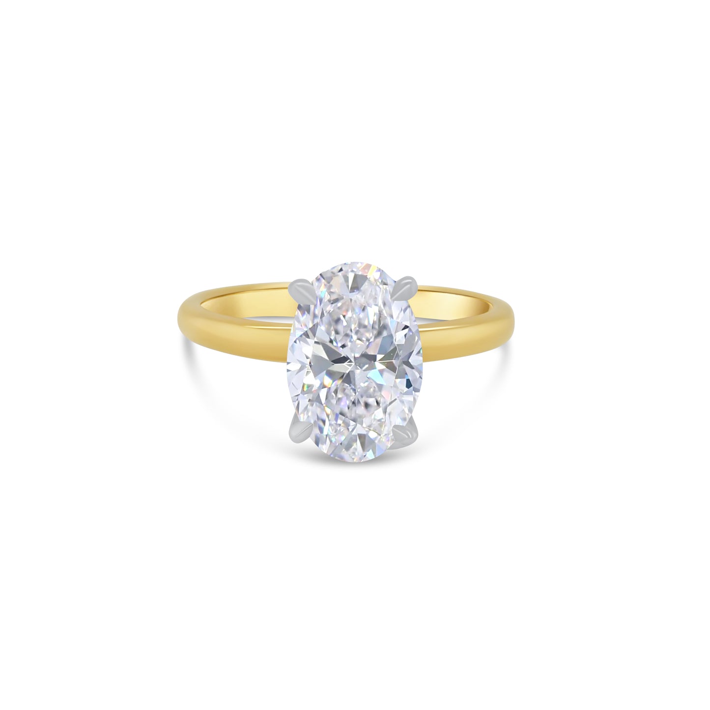 Laboratory Grown, Oval & Hidden Halo Diamond, 18ct Yellow Gold Band, 2.18ct