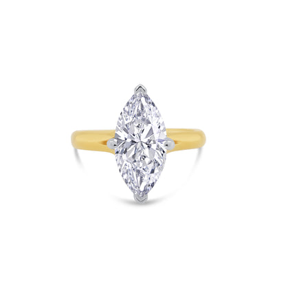 Laboratory Grown, Marquise Solitaire Compass Set Diamond, 18ct Yellow Gold Band, 2.50ct