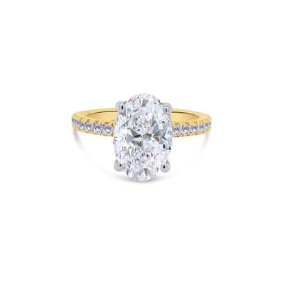 Laboratory Grown, Oval, Hidden Halo & Shoulder Diamonds, 18ct Yellow Gold Band, 2.87ct