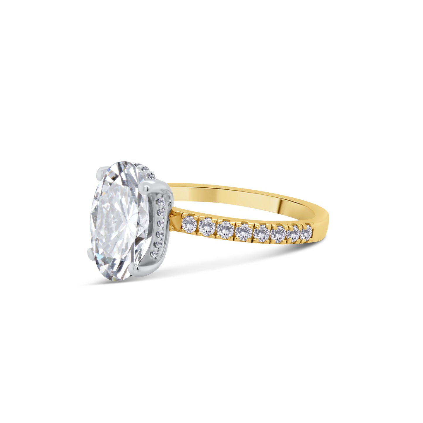 Laboratory Grown, Oval, Hidden Halo & Shoulder Diamonds, 18ct Yellow Gold Band, 2.87ct