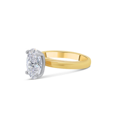 Laboratory Grown, Oval Solitaire Diamond, 18ct Yellow Gold Band, 2.02ct