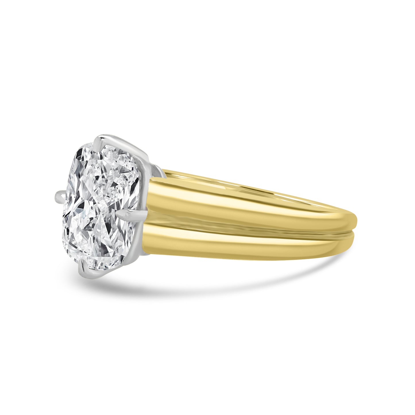Laboratory Grown, Cushion Compass Set Diamond, 18ct Yellow Gold Band, 2.07ct