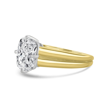 Laboratory Grown, Cushion Compass Set Diamond, 18ct Yellow Gold Band, 2.07ct