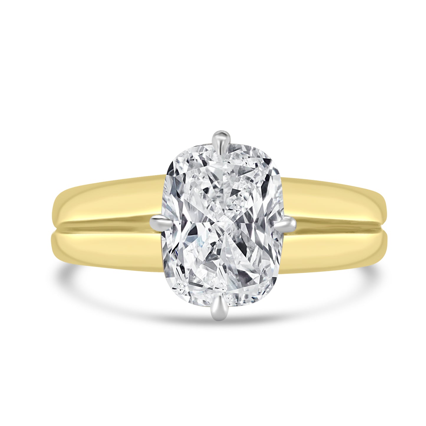 Laboratory Grown, Cushion Compass Set Diamond, 18ct Yellow Gold Band, 2.07ct