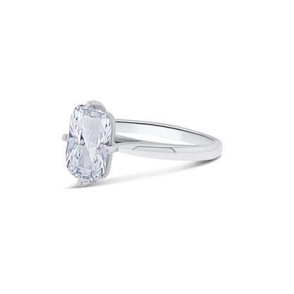 Laboratory Grown, Cushion Compass Set Diamond Ring, Platinum, 3.02ct