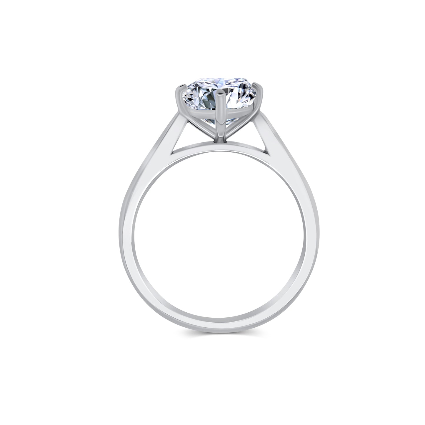 Laboratory Grown, Cushion Compass Set Diamond Ring, Platinum, 3.02ct
