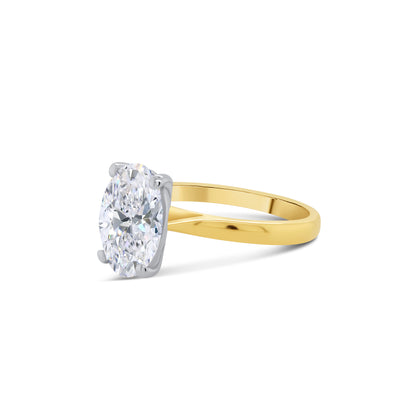 Laboratory Grown, Oval Solitaire Diamond, 18ct Yellow Gold Band, 2.50ct
