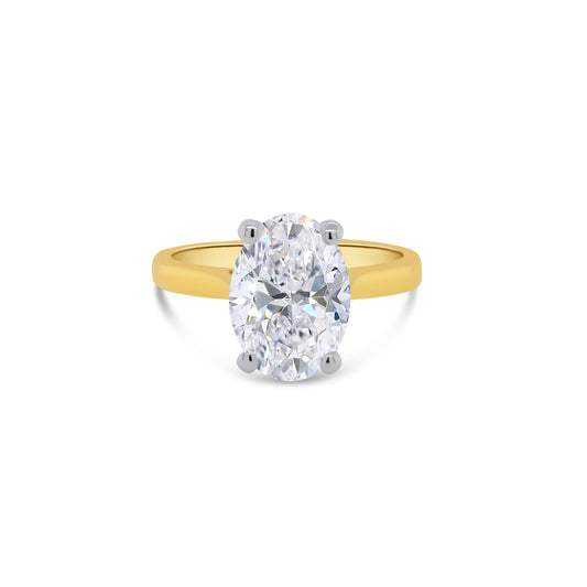Laboratory Grown, Oval Solitaire Diamond, 18ct Yellow Gold Band, 2.50ct