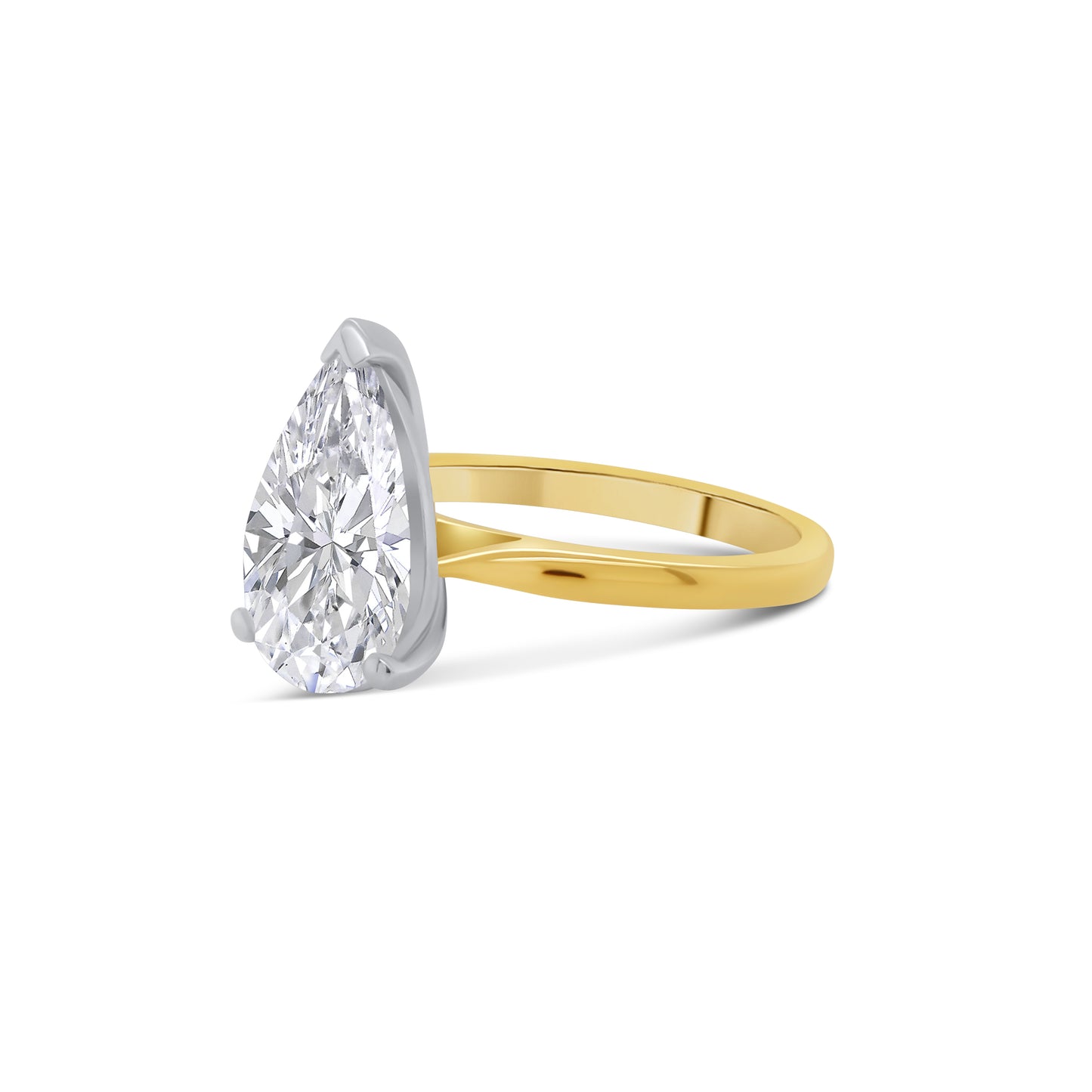 Laboratory Grown, Pear Cut Solitaire Diamond, 18ct Yellow Gold Band, 3.03ct