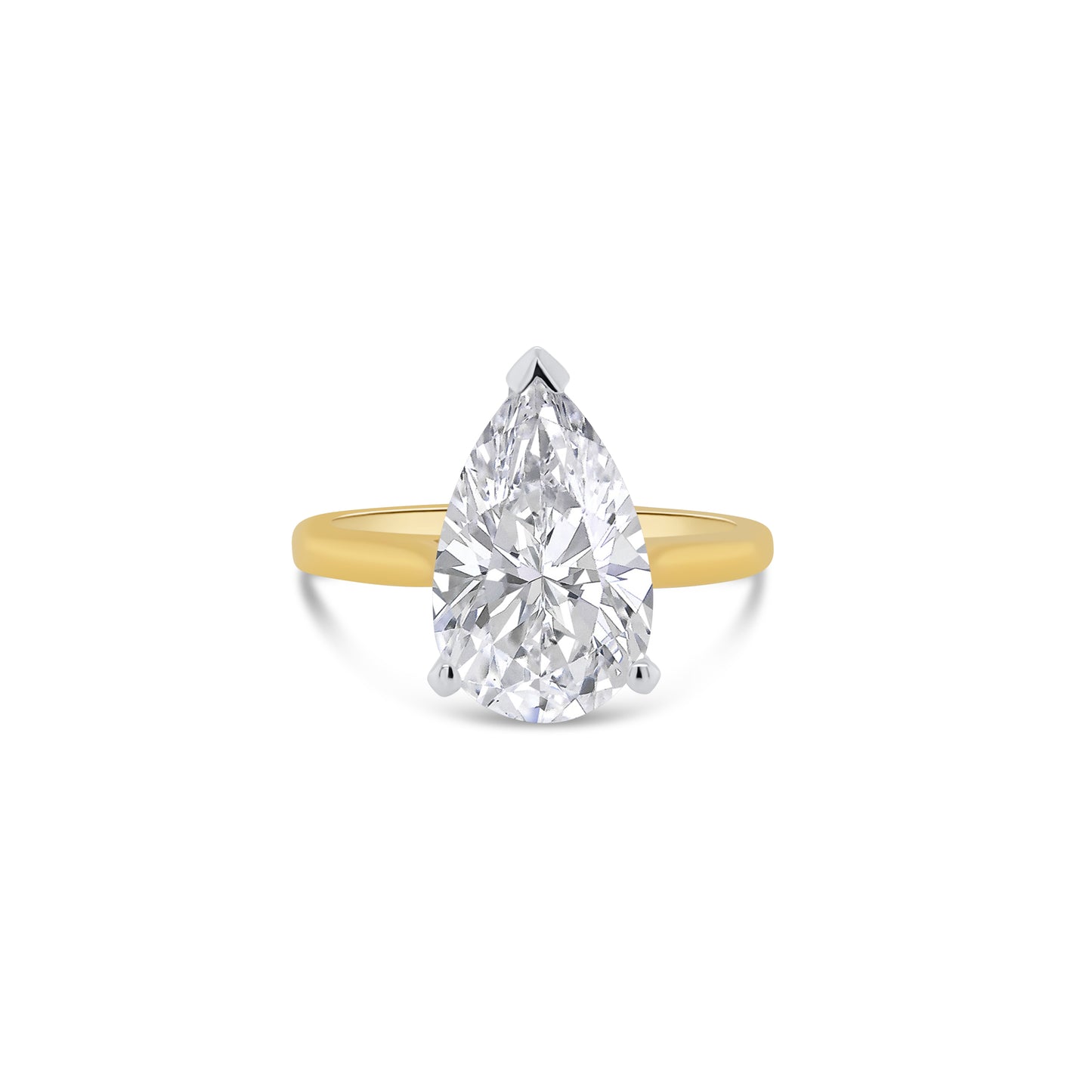 Laboratory Grown, Pear Cut Solitaire Diamond, 18ct Yellow Gold Band, 3.03ct