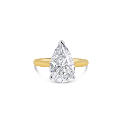 Laboratory Grown, Pear Cut Solitaire Diamond, 18ct Yellow Gold Band, 3.03ct