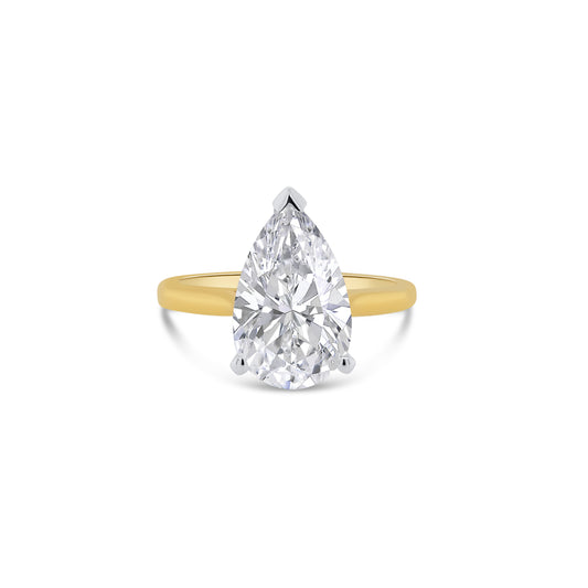 Laboratory Grown, Pear Cut Solitaire Diamond, 18ct Yellow Gold Band, 3.03ct